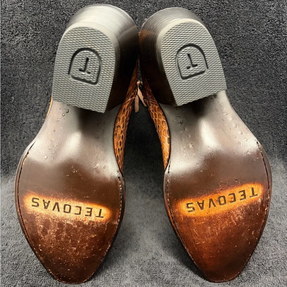 NWT Tecovas Zoey Limited Edition Saddle Brown Python Snip Toe Cowgirl Boots 6.5B - Picture 11 of 12